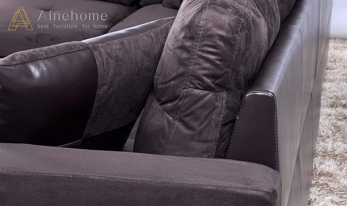 3 PCS L-Shaped Sectional Sofa Set with Storage Ottoman and Pillows L944