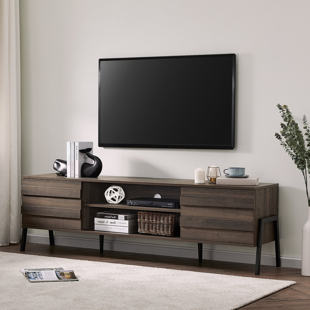 Brown TV Stand with 2 Doors N19755