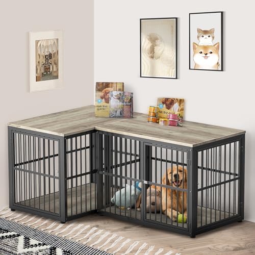 Brown Wooden Dog Crate Furniture TV Stand L107256